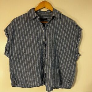 Banana republic blue stripped short sleeve button down